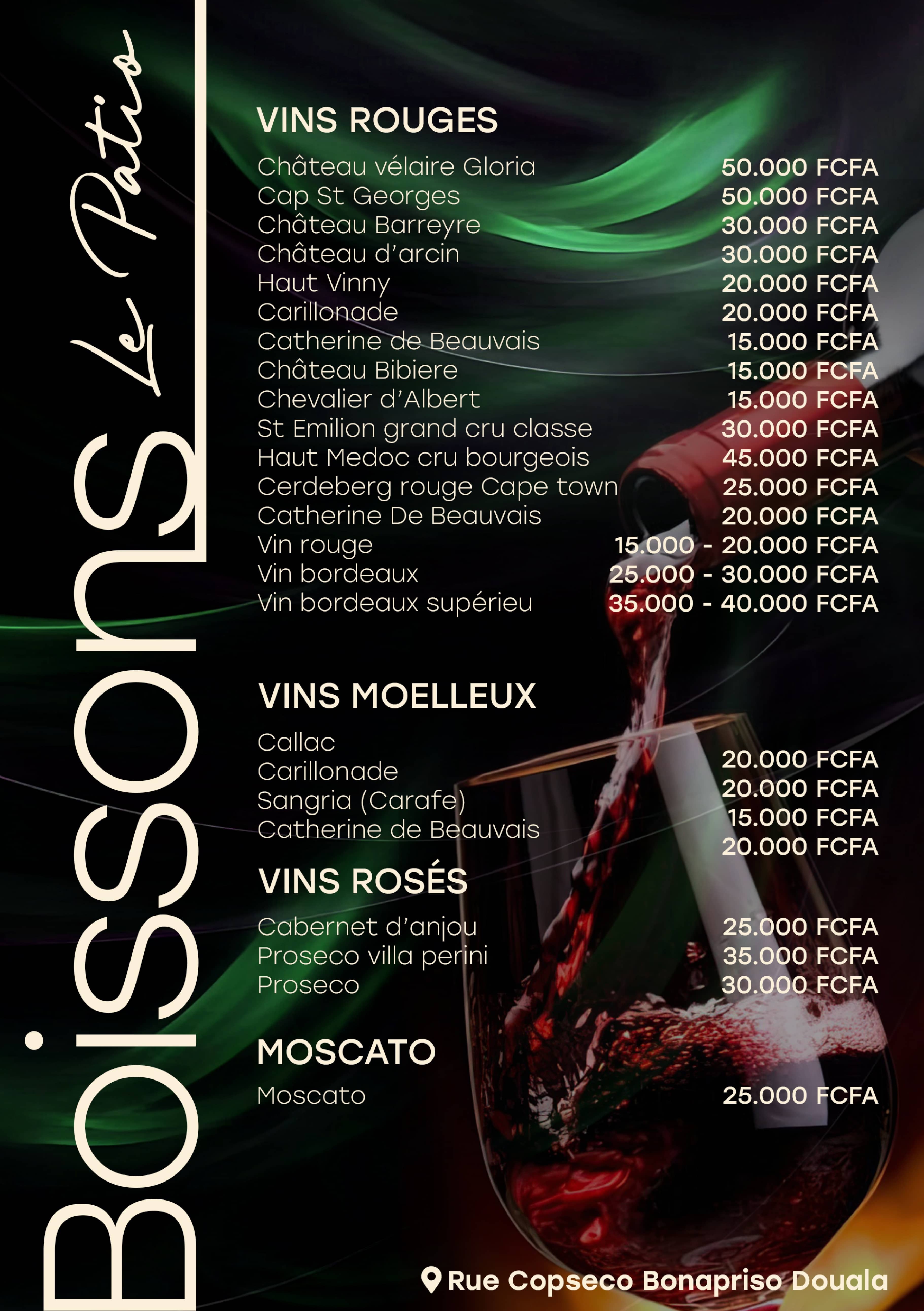 Menu Boissons 2
